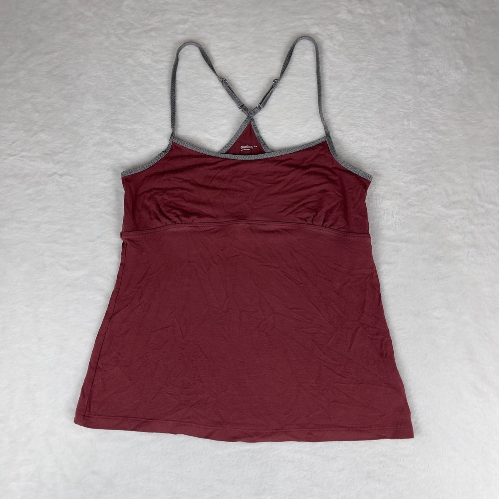 GapBody‎ Cami Top Womens Small Burgundy Stretch Activewear Gym Spaghetti Straps